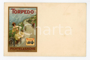 1900 ca TORPEDO vélos - FICHTEL & SACHS - Carte postale ILLUSTREE publicitaire Cartolina postale illustrata, pubblicitaria.Non viaggiata.CONDIZIONI: POOR (carta lenta)FORMATO: FP    originale e autentica 1
