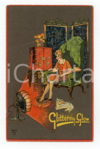 1910 ca The GLITTERING GLOW electric radiator - Illustrated vintage postcard Cartolina postale d'epoca illustrata, pubblicitaria.Non viaggiata.CONDIZIONI: GFORMATO: FP    originale e autentica 1