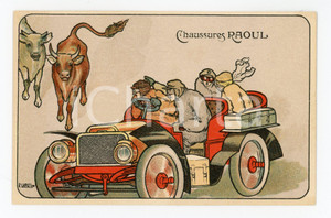 1910 ca Chaussures RAOUL - Boeufs -  Carte publicitaire illustrée R. CAPUTI Cartolina postale d'epoca, non viaggiata.CONDIZIONI: G FORMATO: FP    originale e autentica 1