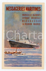 1920 MESSAGERIES MARITIMES Marseille Djibouti Afrique *Carte postale illustrée  Cartolina postale pubblicitaria d'epoca, non viaggiata.CONDIZIONI: GFORMATO: FP    originale e autentica 1