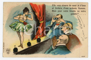 1904 VINTAGE EROTIC Dancer teases the audience ILLUSTRATED Postcard FP VG  Cartolina postale d'epoca, viaggiata.CONDIZIONI: FAIRFORMATO: FP    originale e autentica 1