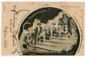 1908 COSTUMI SARDEGNA CAGLIARI E Tralariliola!! *Cartolina ill. FORLANINI RARA  Rara e pregevole cartolina postale d'epoca, illustrata, viaggiata.Timbro del mittente Archimede Giannetti - CagliariEDITORE: Dess&igrave; - CagliariCONDIZIONI: FAIR (fioriture)FORMATO: FP    originale e autentica 1