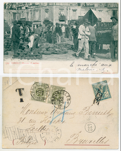 1903 NAPOLI Mercato di melloni - Cartolina ANIMATA FP VG  Cartolina postale d'epoca, viaggiata.CONDIZIONI: FAIRFORMATO: FP    originale e autentica 1