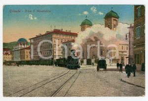 1922 TRIESTE Treno in Riva 3 Novembre - Cartolina ANIMATA FP VG  Cartolina postale d'epoca, viaggiata.CONDIZIONI: fairFORMATO: FP    originale e autentica 1