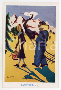 1955 ca FRANCE COSTUMES L'arrivée - Illustration de CH. SOMO Carte postale FP NV  Cartolina postale d'epoca, non viaggiata.CONDIZIONI: GFORMATO: FP    originale e autentica 1