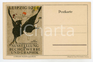 1914 LEIPZIG Ausstellung fur Buchgewerbe - Postcard ill. Walter TIEMANN  Cartolina postale d'epoca, non viaggiata. GOOD/buono  Formato: 14x9 cm originale e autentica 1