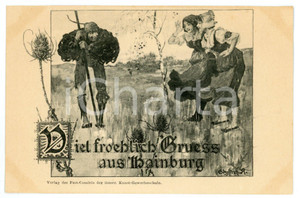 1899 CUSTOMS - HAINBURG Viel froelich Gruess - ILLUSTRATED postcard  Cartolina postale d'epoca, non viaggiata. GOOD/buono lievi ingiallimenti agli angoli Formato: 14x9 cm originale e autentica 1