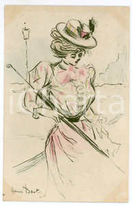 1900ca FRANCE COSTUMES Femme avec parapluie - Ill. Henri BOUTET Carte postale  Cartolina postale d'epoca, non viaggiata.CONDIZIONI: FAIRFORMATO: FP    originale e autentica 1