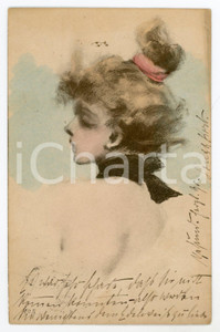 1900 FRANCE COSTUMES Portrait de femme - Ill. Henri BOUTET Carte postale FP VG  Cartolina postale d'epoca, viaggiata.CONDIZIONI: FAIRFORMATO: FP    originale e autentica 1