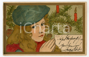 1899 CHRISTMAS Child with Christmas tree - ILLUSTRATED Postcard FP VG  Cartolina postale d'epoca, viaggiata.CONDIZIONI: GFORMATO: FP    originale e autentica 1