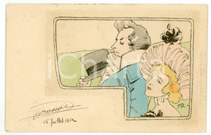 1902 FRANCE - COSTUMES Mari et femme - Carte Postale Illustrée FP VG  Cartolina postale d'epoca, viaggiata.CONDIZIONI: FAIR FORMATO: FP    originale e autentica 1