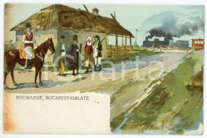 1900 ca ROUMAINIE Bucarest - Galatz CHEMINS DE FER ILLUSTRÉS Carte Postale FP NV  Cartolina postale d'epoca, non viaggiata.CONDIZIONI: POOR (alone al margine sinistro)FORMATO: FP    originale e autentica 1