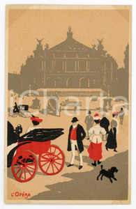 1910 ca PARIS L'Opéra - Carte postale illustrée CPA ANIMEE carrosses  Cartolina postale d'epoca, non viaggiata.CONDIZIONI: FAIR (lievi aloni angolari)FORMATO: FP    originale e autentica 1