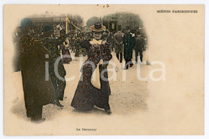 1900 ca PARIS Scènes parisiennes - Le Carnaval (2) Carte postale  Cartolina postale d'epoca, non viaggiata. FAIR/discreto piccole macchie Formato: 14x9 cm originale e autentica 1