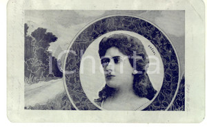 1906 Portrait of Lucienne BREVAL - Aluminium vintage postcard  Cartolina postale d'epoca, realizzata in alluminio, viaggiata.CONDIZIONI: FAIR (lievi piegature)FORMATO: FP    originale e autentica 1