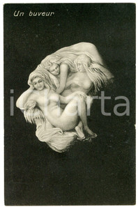 1920ca EROTICA - TÊTE TROMPEUSES Un buveur - Metamorphic postcard FP NV  Cartolina postale d'epoca, non viaggiata.EDITORE: AVS - Serie: Tetes Trompeuses n.2CONDIZIONI: FAIR FORMATO: FP    originale e autentica 1