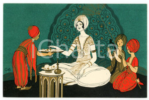 1920 ca RED STAR LINE Arab scene - Woman and servants - Original old postcard  Cartolina postale pubblicitaria d'epoca, non viaggiata.CONDIZIONI: GFORMATO: FP    originale e autentica 1