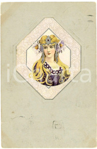 1902 ART NOUVEAU Blonde woman - Silver - Illustrated embossed postcard  Cartolina postale d'epoca, illustrata, a rilievo, viaggiata.CONDIZIONI: FAIR (piegatura angolare)FORMATO: FP    originale e autentica 1