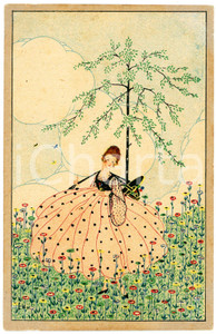 1910 ca ART DECO Artist Mela KOEHLER - Lady in a lawn - Postcard  Cartolina postale d'epoca, illustrata, non viaggiata.CONDIZIONI: GFORMATO: FP    originale e autentica 1