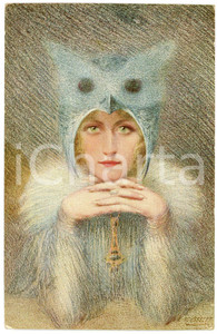 1910 ca Artist E. ROUSSELET - L'oiseau de nuit - Old postcard Cartolina postale d'epoca, non viaggiata.FORMATO: FPCONDIZIONI: G     originale e autentica 1