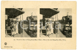 1913 PEKING (CHINA) View of the street Tuong-Kouo-Men - ANIMATED postcard Cartolina postale d'epoca, viaggiata (ma francobollo asportato).CONDIZIONI: FAIR (piegature)FORMATO: FP    originale e autentica 1
