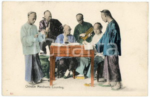 1910 ca CHINA - Chinese merchant counting - Original old postcard Cartolina postale d'epoca, non viaggiata.CONDIZIONI: GFORMATO: FP    originale e autentica 1