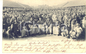 1903 TSINGTAO (CHINA) Missionaries in the East Camp - Original ANIMATED Postcard  Cartolina postale d'epoca, viaggiata.CONDIZIONI: POOR (piegature angolari al lato inferiore; francobollo asportato)FORMATO: FP    originale e autentica 1