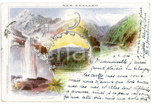 1900 NEW ZEALAND Views - Waikite Geyser - Mt. Egmont - ILLUSTRATED old postcard  Cartolina postale d'epoca, viaggiata.CONDIZIONI: G FORMATO: FP    originale e autentica 1