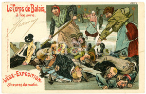 Cartolina originale da collezione 1905 EXPOSITION LIEGE Le Corps de Balais Ã  l oeuvre  Carte postale illustrÃ©e 1