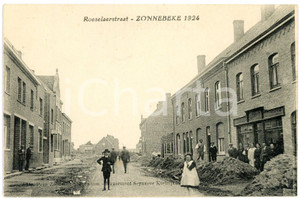 1924 ZONNEBEKE (BELGIUM) Roeselaerstraat - Vintage postcard ANIMATED Cartolina postale d'epoca, non viaggiata.FORMATO: FPCONDIZIONI: G    originale e autentica 1