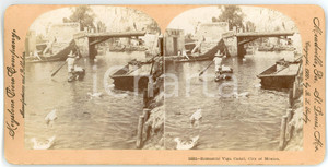 1910 ca CITY OF MEXICO Romantic VIGA CANAL - ANIMATED Stereoview KEYSTONE Fotografia stereoscopica d'epoca, su cartoncino rigido.EDITORE: Meadville, Pa.  - Keystone View CompanyFORMATO: 18x9 cmCONDIZIONI: G     originale e autentica 1