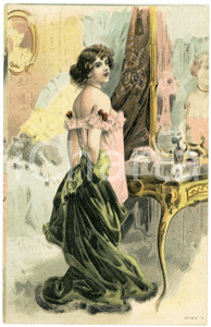 1900 ca VINTAGE EROTIC Artist R. Hegedus GEIGER - Woman in her boudoir *Postcard  Cartolina postale d'epoca, non viaggiata.CONDIZIONI: G (minime smussature angolari)FORMATO: FP    originale e autentica 1