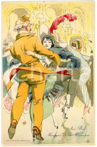 Cartolina originale da collezione 1910 ca BRUXELLES Artiste Alfred OST Aux bals masquÃ©s de la Monnaie 4 Postcard 1