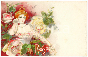 1900 ART NOUVEAU Artist Jack ABEILLÉ - Femme - La rose - Carte postale CPA  Cartolina postale d'epoca, viaggiata.CONDIZIONI: GFORMATO: FP    originale e autentica 1