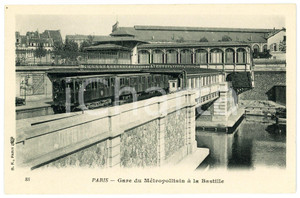 1910 ca PARIS Gare du Métropolitain à la Bastille - Carte postale ANIMEE train  Cartolina postale d'epoca, non viaggiata.CONDIZIONI: GFORMATO: FP    originale e autentica 1