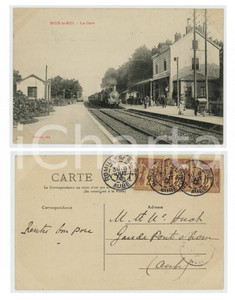 1906 BOIS-LE-ROI (FRANCE) La Gare - Railway station - Animated postcard train  Cartolina postale d'epoca, viaggiata.CONDIZIONI: GFORMATO: FP    originale e autentica 1