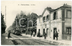 1910 ca PONT-SUR-SEINE (F) La Gare - Railway station *Animated postcard train  Cartolina postale d'epoca, non viaggiata.CONDIZIONI: GFORMATO: FP    originale e autentica 1