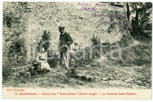 Cartolina originale da collezione 1906 MONTFERMEIL ScÃ¨ne de MISERABLES La fontaine Jean Valjean  Carte Postale FP 1