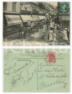 1908 TROUVILLE-SUR-MER (F) La Rue des Bains - Animated postcard horse carriage  Cartolina postale d'epoca, viaggiata.CONDIZIONI: GFORMATO: FP    originale e autentica 1