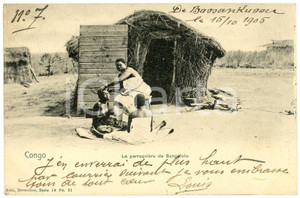 1905 CONGO BELGE - CUSTOMS - La perruquière de SUNGOLOLO - Postcard  Cartolina postale d'epoca, viaggiata. GOOD/buono  Formato: 14x9 cm originale e autentica 1