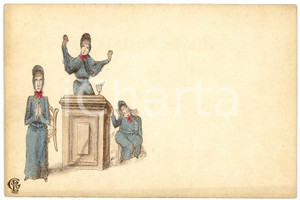 1900 ca HUMOUR Three women in the pulpit ILLUSTRATED Postcard FP NV (1)  Cartolina postale d'epoca, non viaggiata.CONDIZIONI: FAIRFORMATO: FP    originale e autentica 1