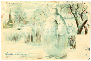 1900 ca FOUR SEASON Winter und sommer ILLUSTRÉE - Carte postale lumineuse FP NV  Cartolina postale d'epoca, non viaggiata.EDITORE: M&eacute;t&eacute;or CONDIZIONI: POOR (estese abrasioni ai margini)FORMATO: FP    originale e autentica 1