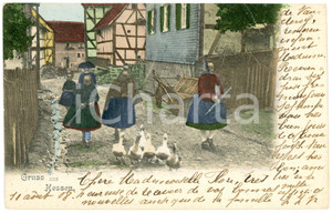 1908 HESSEN - DEUTSCHLAND Kleine Mädchen und Gänse - Postcard FP VG  Cartolina postale d'epoca, viaggiata. FAIR/discreto Lievi smussature agli angoli Formato: FP originale e autentica 1