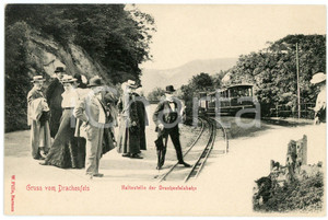 1900 ca DRACHENFELS - DEUTSCHLAND Haltestelle der Drachenfelsbahn - Postcard FP  Cartolina d'epoca,532 viaggiata. FAIR/discreto Smussature agli angoli, gualcitura al margine sinistro Formato: FP originale e autentica 1