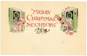 1900 ca CHRISTMAS - "Merry Christmas, Neighbors" - Embossed card  Biglietto d'epoca, a rilievo.CONDIZIONI: GFORMATO: 14x9 cm    originale e autentica 1