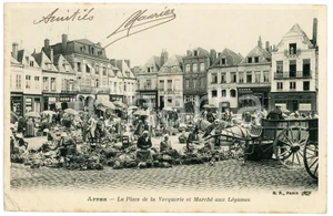 Cartolina originale da collezione 1910 ca ARRAS Place de la Vacquerie et MarchÃ© aux lÃ©gumes  Carte postale FP NV 1