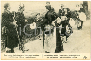 1915 ca WW1 Routes de BRUXELLES Tout pour échapper aux barbares - Carte postale  Cartolina postale d'epoca, non viaggiata. FAIR/discreto Lievi smussature agli angoli Formato: FP originale e autentica 1