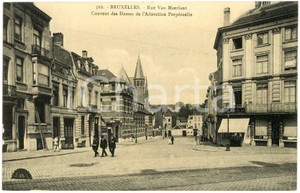 Cartolina originale da collezione 1910 ca BRUXELLES Rue Van Maerlant  Dames de l Adoration PerpÃ©tuelle  Postcard 1