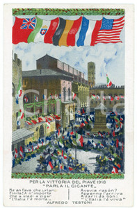 1920 ca WW1 Vittoria del Piave - Parla il gigante di Alfredo TESTONI Cartolina  Cartolina postale d'epoca, non viaggiata.CONDIZIONI: FAIR FORMATO: FP    originale e autentica 1