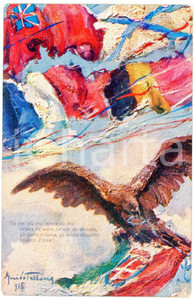 1915 WW1 Artista Guido TALLONE In altro il Tricolore - Cartolina ILLUSTRATA (1)  Cartolina postale d'epoca, non viaggiata.CONDIZIONI: FAIR (sbrecciature agli angoli)FORMATO: FP    originale e autentica 1